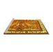 Sideview of Machine Washable Animal Yellow Traditional Rug, wshtr3371yw