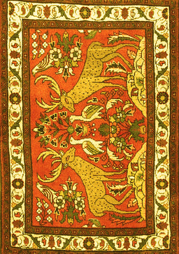 Animal Yellow Traditional Rug, tr3371yw