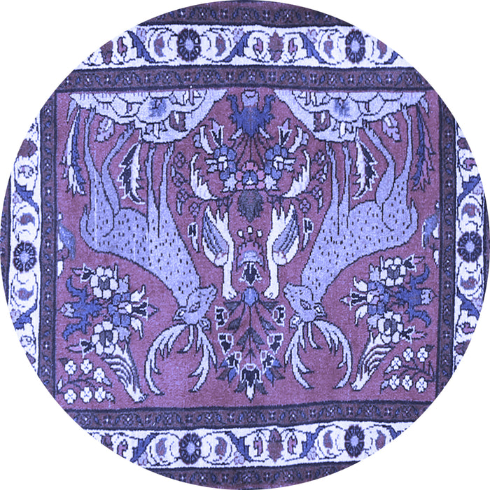 Round Animal Blue Traditional Rug, tr3371blu