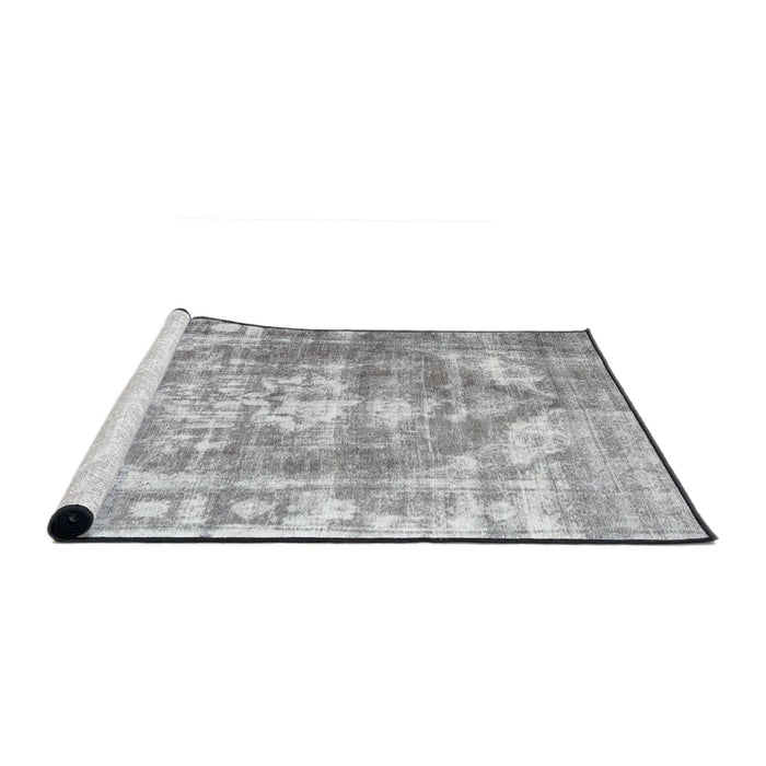 Sideview of Machine Washable Traditional Gunmetal Gray Rug, wshtr3372