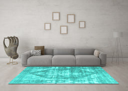 Machine Washable Persian Turquoise Traditional Area Rugs in a Living Room,, wshtr3372turq
