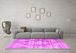 Machine Washable Persian Pink Traditional Rug in a Living Room, wshtr3372pnk