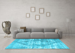 Machine Washable Persian Light Blue Traditional Rug in a Living Room, wshtr3372lblu