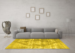 Machine Washable Persian Yellow Traditional Rug in a Living Room, wshtr3372yw