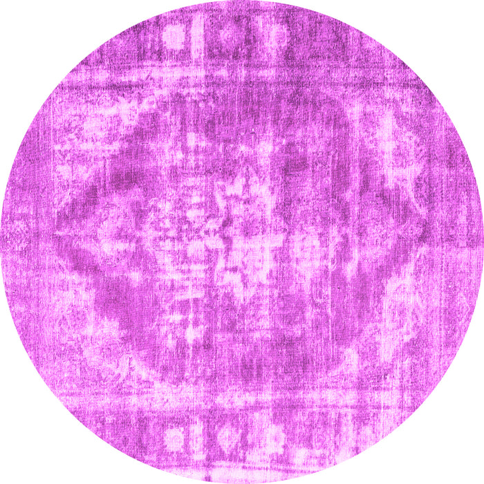 Round Machine Washable Persian Pink Traditional Rug, wshtr3372pnk