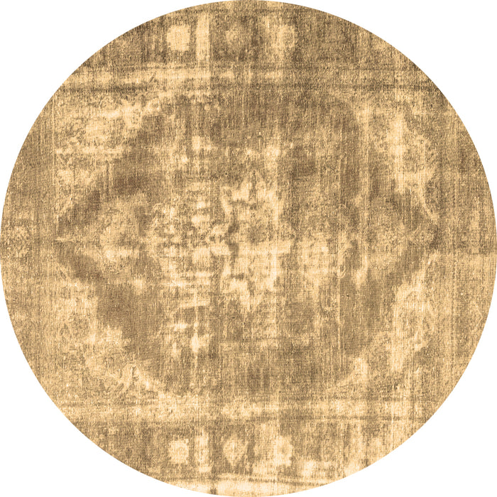 Round Machine Washable Persian Brown Traditional Rug, wshtr3372brn