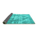 Sideview of Persian Turquoise Traditional Rug, tr3372turq