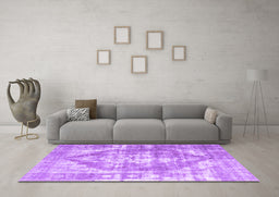 Machine Washable Persian Purple Traditional Area Rugs in a Living Room, wshtr3372pur