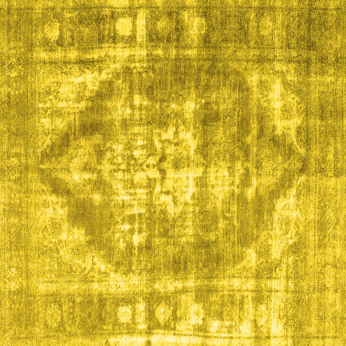 Square Machine Washable Persian Yellow Traditional Rug, wshtr3372yw