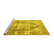 Sideview of Machine Washable Persian Yellow Traditional Rug, wshtr3372yw