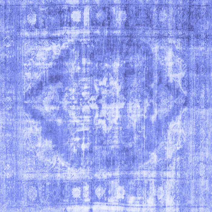 Square Machine Washable Persian Blue Traditional Rug, wshtr3372blu