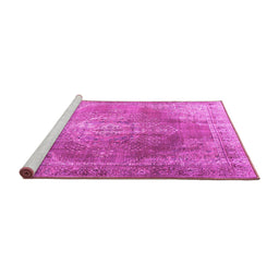 Sideview of Machine Washable Persian Pink Traditional Rug, wshtr3373pnk