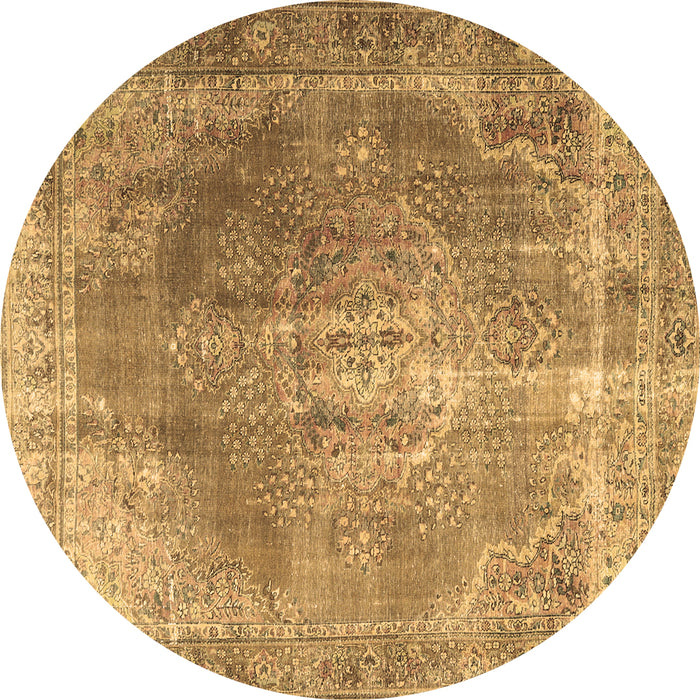 Round Persian Brown Traditional Rug, tr3373brn