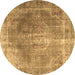 Round Persian Brown Traditional Rug, tr3373brn