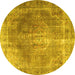 Round Persian Yellow Traditional Rug, tr3373yw