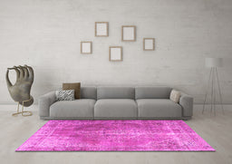 Machine Washable Persian Pink Traditional Rug in a Living Room, wshtr3373pnk