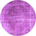 Round Machine Washable Persian Purple Traditional Area Rugs, wshtr3373pur