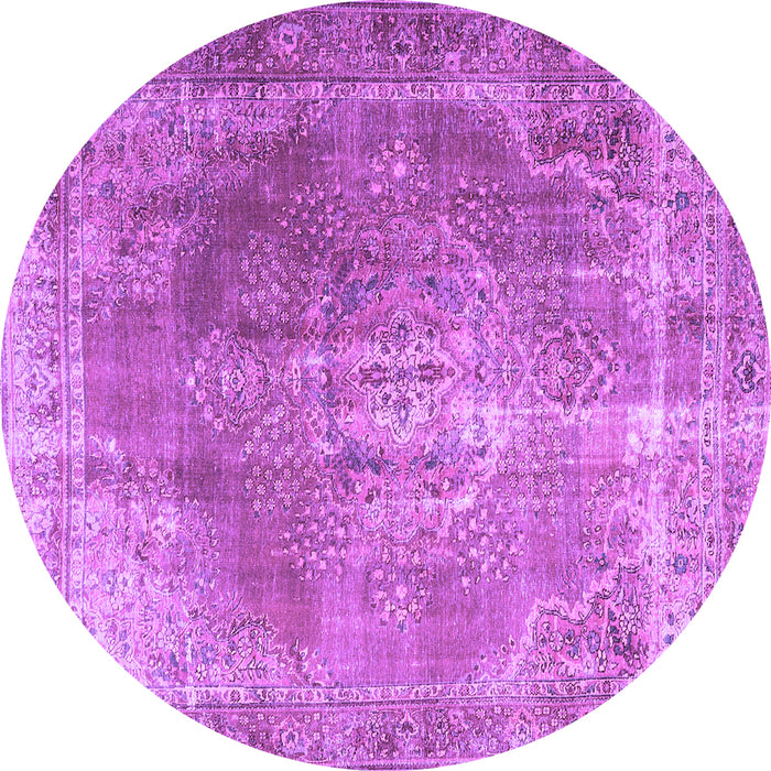 Round Persian Purple Traditional Rug, tr3373pur