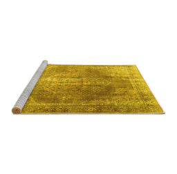 Sideview of Machine Washable Persian Yellow Traditional Rug, wshtr3373yw