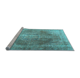 Sideview of Machine Washable Persian Light Blue Traditional Rug, wshtr3373lblu
