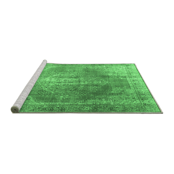 Sideview of Machine Washable Persian Emerald Green Traditional Area Rugs, wshtr3373emgrn