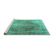 Sideview of Machine Washable Persian Turquoise Traditional Area Rugs, wshtr3373turq