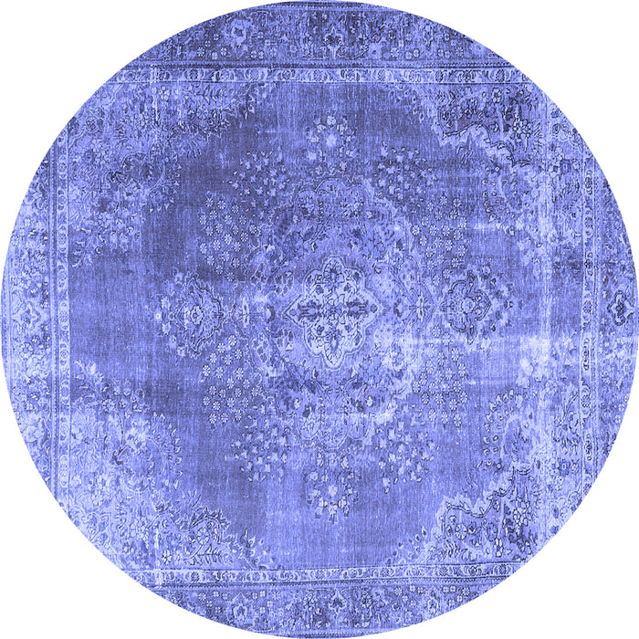 Round Persian Blue Traditional Rug, tr3373blu