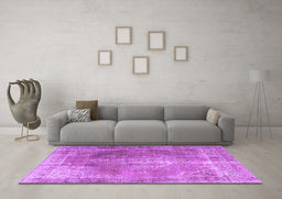 Machine Washable Persian Purple Traditional Area Rugs in a Living Room, wshtr3373pur
