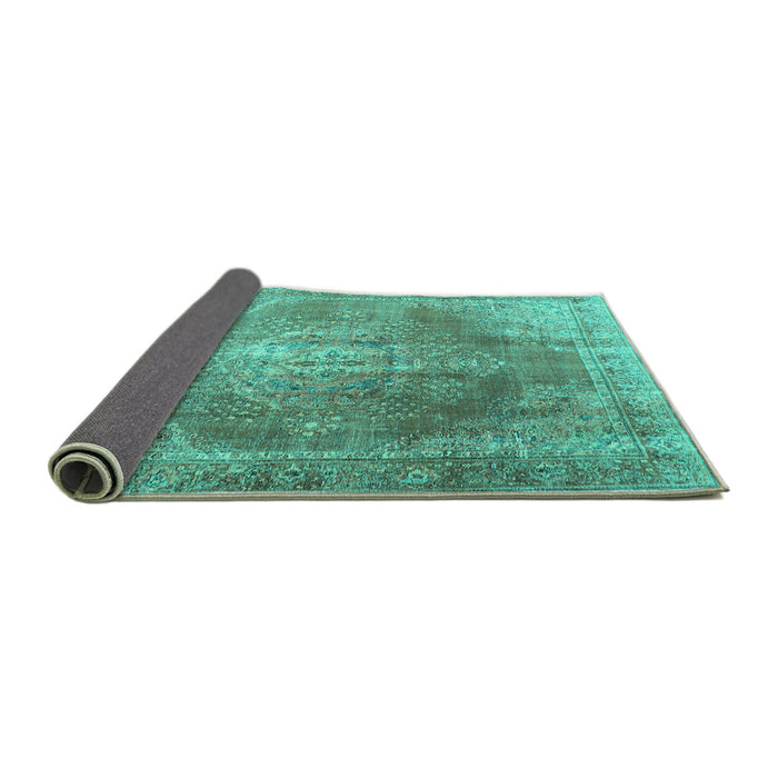 Sideview of Persian Turquoise Traditional Rug, tr3373turq