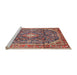 Sideview of Machine Washable Traditional Brown Red Rug, wshtr3374