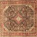 Square Machine Washable Persian Brown Traditional Rug, wshtr3374brn