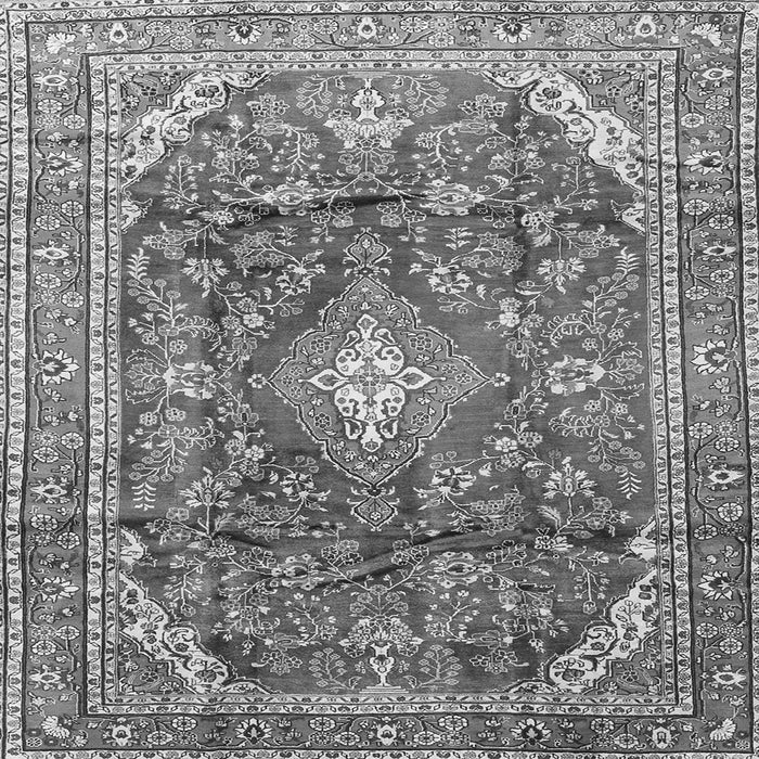 Round Machine Washable Persian Gray Traditional Rug, wshtr3374gry