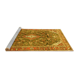 Sideview of Machine Washable Persian Yellow Traditional Rug, wshtr3374yw