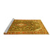 Sideview of Machine Washable Persian Yellow Traditional Rug, wshtr3374yw