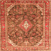 Round Machine Washable Persian Orange Traditional Area Rugs, wshtr3374org