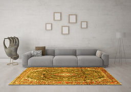 Machine Washable Persian Yellow Traditional Rug in a Living Room, wshtr3374yw