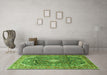 Machine Washable Persian Green Traditional Area Rugs in a Living Room,, wshtr3374grn