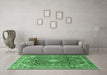 Machine Washable Persian Emerald Green Traditional Area Rugs in a Living Room,, wshtr3374emgrn