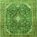 Round Machine Washable Persian Green Traditional Area Rugs, wshtr3374grn