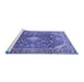 Sideview of Machine Washable Persian Blue Traditional Rug, wshtr3374blu