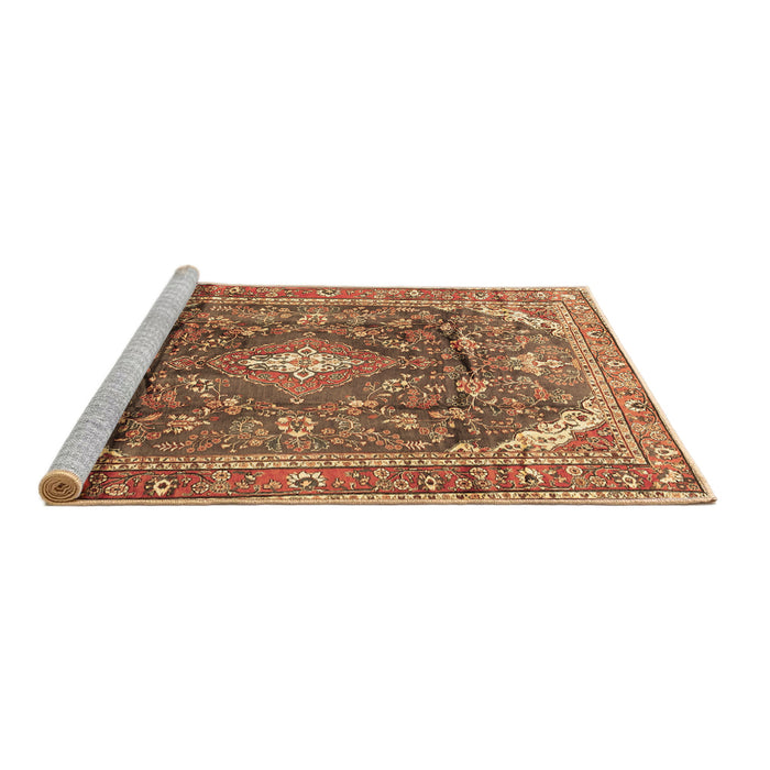 Sideview of Machine Washable Persian Brown Traditional Rug, wshtr3374brn