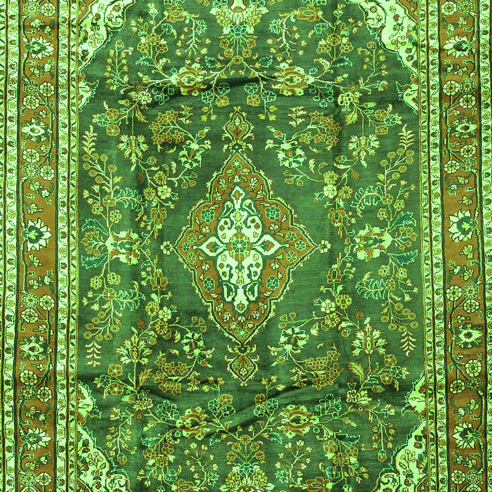 Serging Thickness of Machine Washable Persian Green Traditional Area Rugs, wshtr3374grn