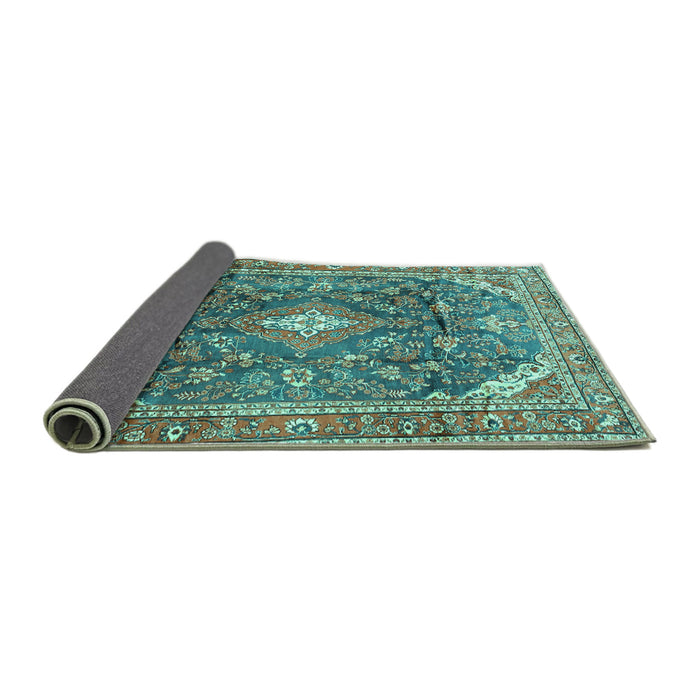 Sideview of Persian Turquoise Traditional Rug, tr3374turq