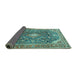 Sideview of Persian Turquoise Traditional Rug, tr3374turq