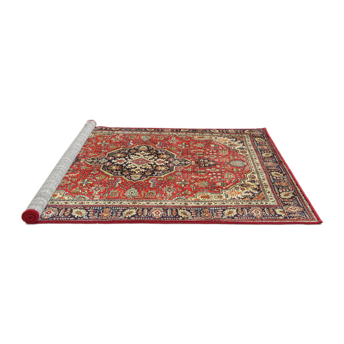 Sideview of Machine Washable Traditional Fire Brick Red Rug, wshtr3375