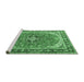 Sideview of Machine Washable Persian Emerald Green Traditional Area Rugs, wshtr3375emgrn