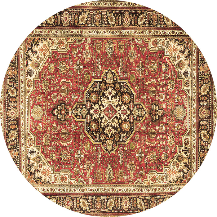 Round Persian Brown Traditional Rug, tr3375brn