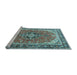 Sideview of Machine Washable Persian Light Blue Traditional Rug, wshtr3375lblu