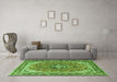 Machine Washable Persian Green Traditional Area Rugs in a Living Room,, wshtr3375grn