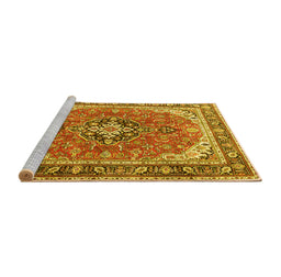Sideview of Machine Washable Persian Yellow Traditional Rug, wshtr3375yw